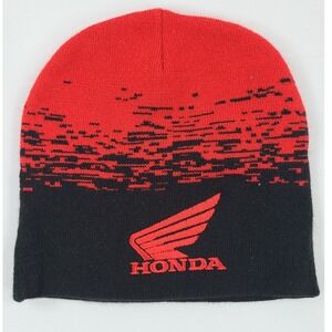 Honda‎ Racing Beanie Hat Red Black Knit Skull Cap Embroidered Logo One Size